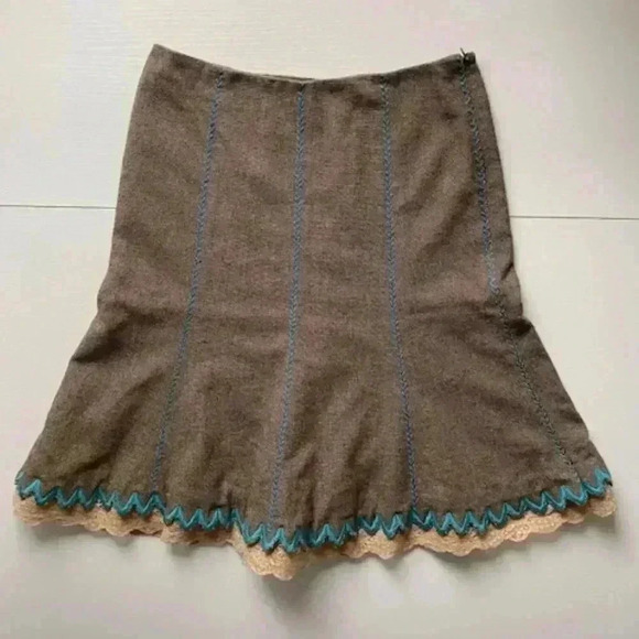 Tibi Tweed Lace Trim Hem Wool Blend Flare Skirt Size 2 - Picture 3 of 12